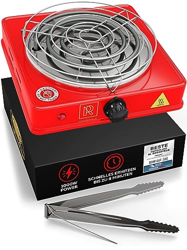 Elektrischer Shisha Kohleanzünder Black Heat 1000W + Edelstahl Kohle Gitter & Shisha Zange Kohlegrill Shisha 150cm Kabel