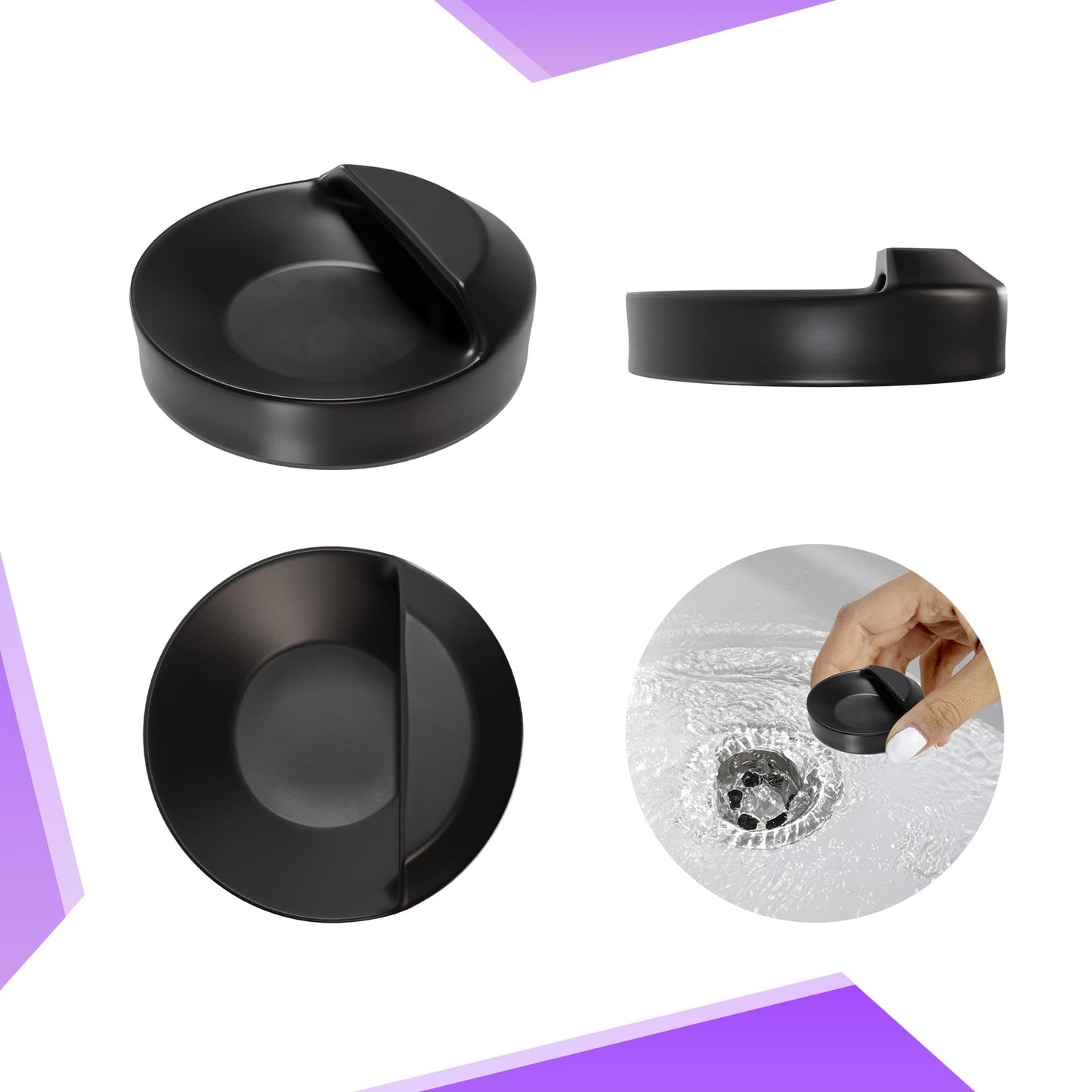 M. ROSENFELD HOME Abflussstopfen 46mm, Spüle Abfluss Stöpsel, Gummi Stöpsel für Spülbecken, Spültisch Stopfen mit Haken, Abfluss Stöpsel für Spüle, Spültisch Stopfen für Badewanne, Küche, Bad