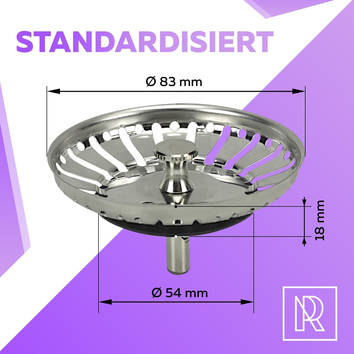 M. ROSENFELD HOME Universal Küchenspüle Stöpsel - 83mm Waschbeckenstöpsel Abflussstopfen - Sieb Stöpsel Abfluss Küche Spüle Abflussstopfen Küchenspüle