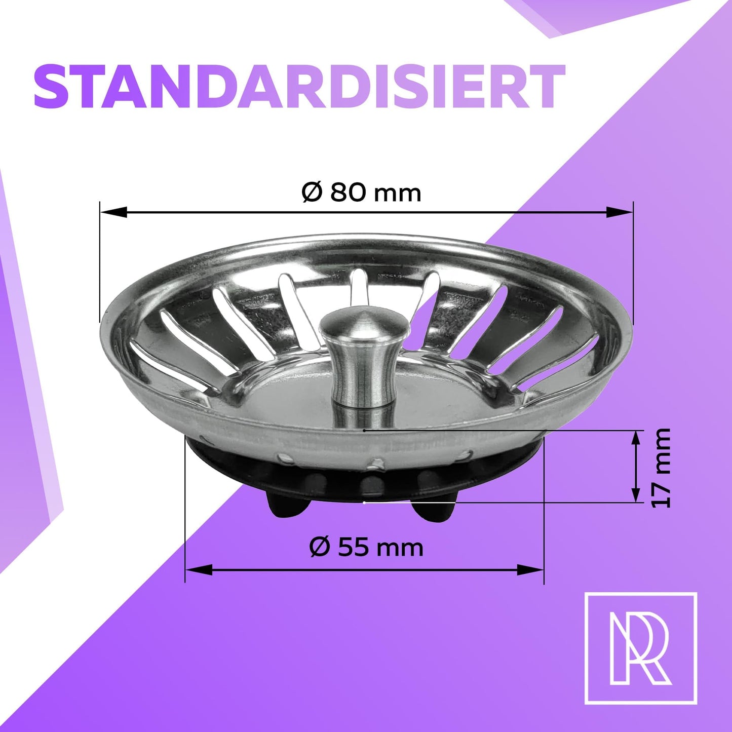 M. ROSENFELD HOME Universal Küchenspüle Stöpsel - 80mm Waschbeckenstöpsel Abflussstopfen - Sieb Stöpsel Abfluss Küche Spüle Abflussstopfen Küchenspüle