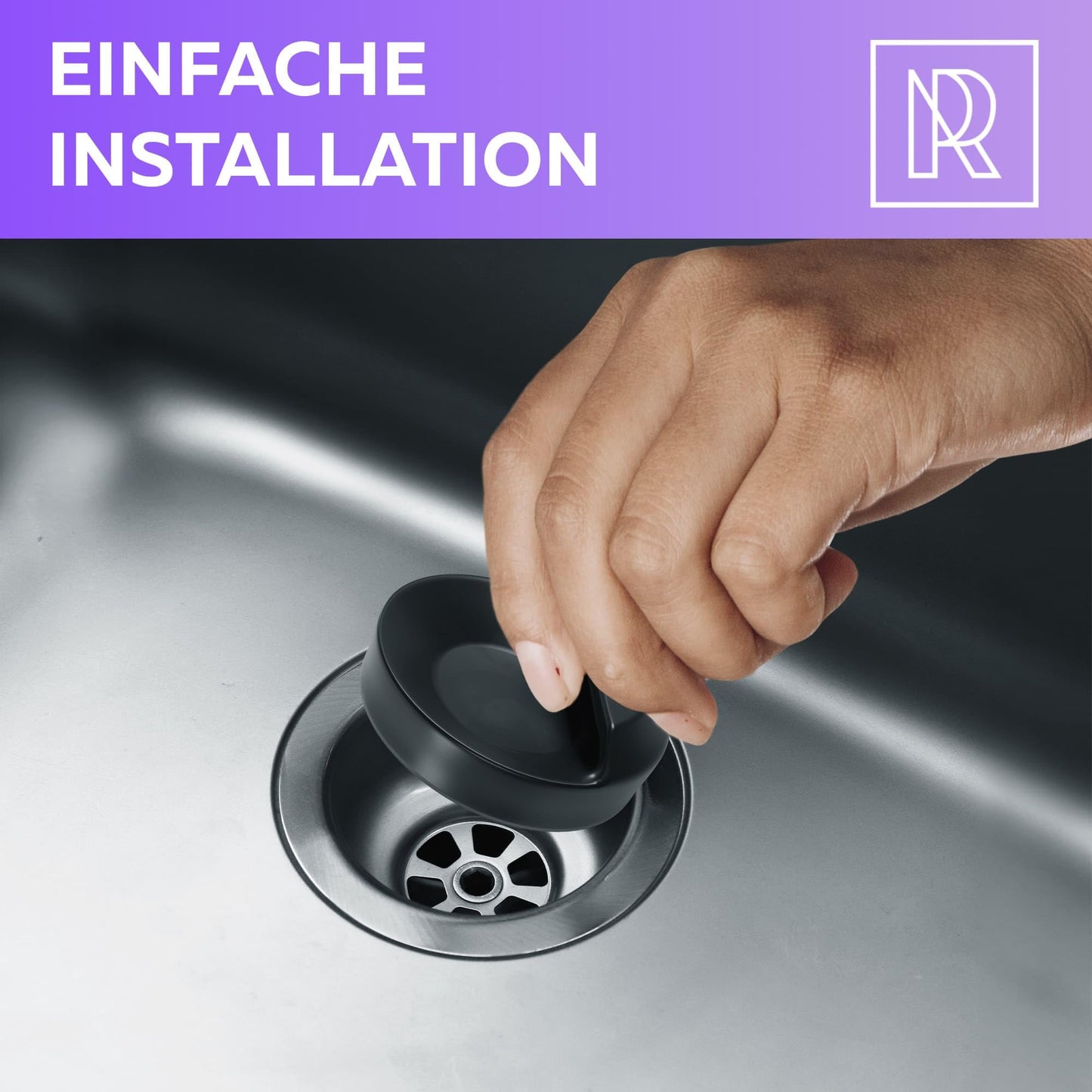 M. ROSENFELD HOME Abflussstopfen 46mm, Spüle Abfluss Stöpsel, Gummi Stöpsel für Spülbecken, Spültisch Stopfen mit Haken, Abfluss Stöpsel für Spüle, Spültisch Stopfen für Badewanne, Küche, Bad