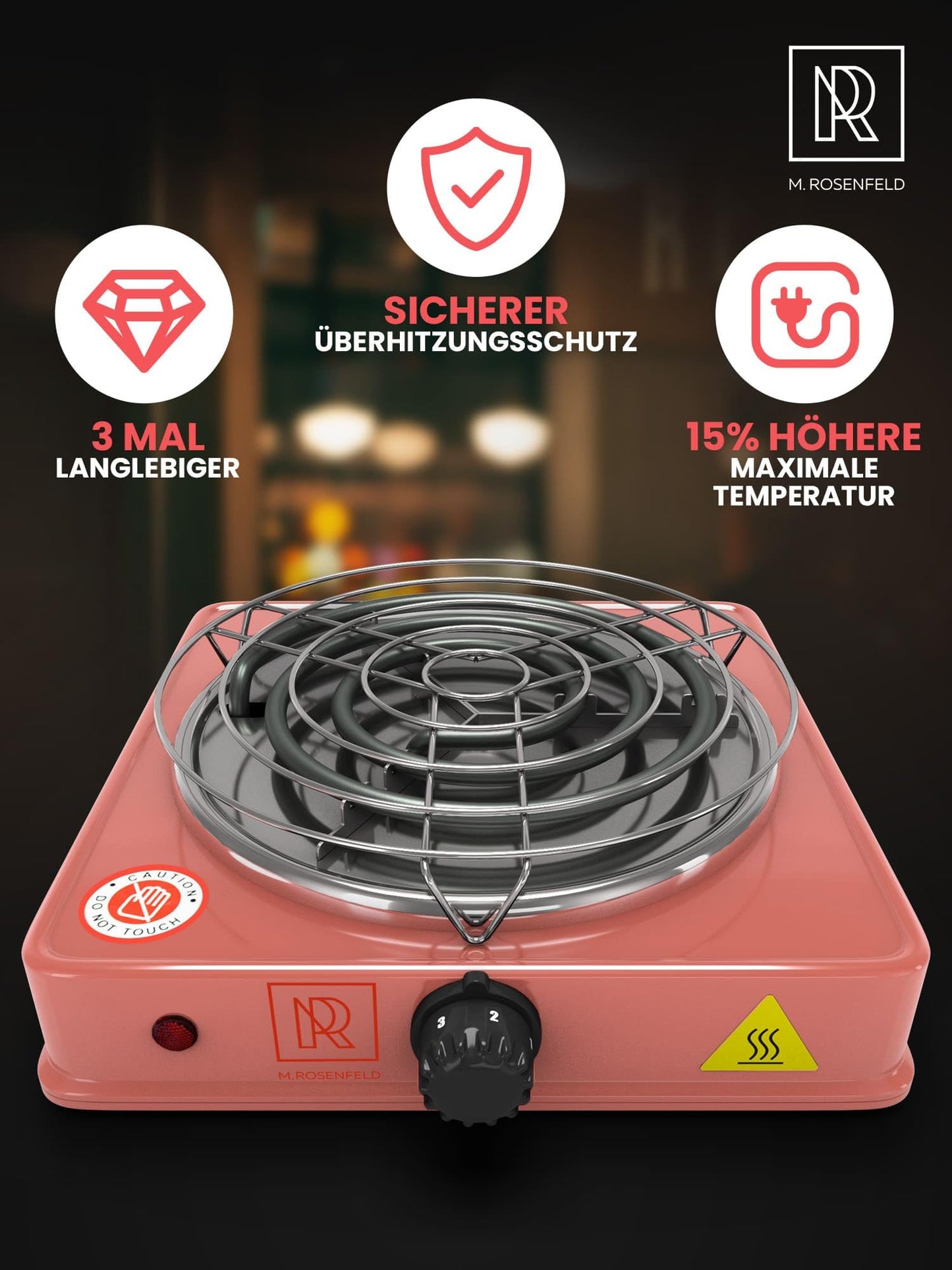 Elektrischer Shisha Kohleanzünder Black Heat 1000W + Edelstahl Kohle Gitter & Shisha Zange Kohlegrill Shisha 150cm Kabel