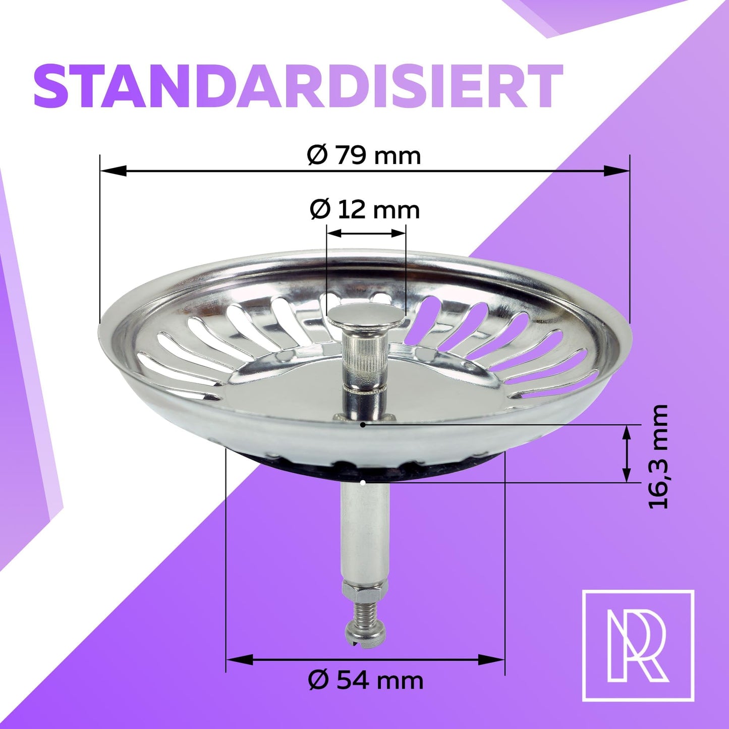 M. ROSENFELD HOME Universal Küchenspüle Stöpsel - 79mm Waschbeckenstöpsel Abflussstopfen - Sieb Stöpsel Abfluss Küche Spüle Abflussstopfen Küchenspüle