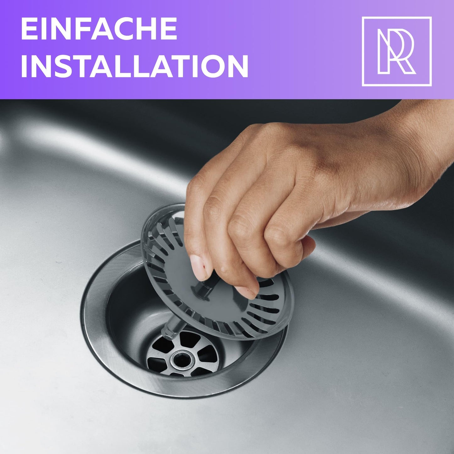 M. ROSENFELD HOME Universal Küchenspüle Stöpsel - 79mm Waschbeckenstöpsel Abflussstopfen - Sieb Stöpsel Abfluss Küche Spüle Abflussstopfen Küchenspüle