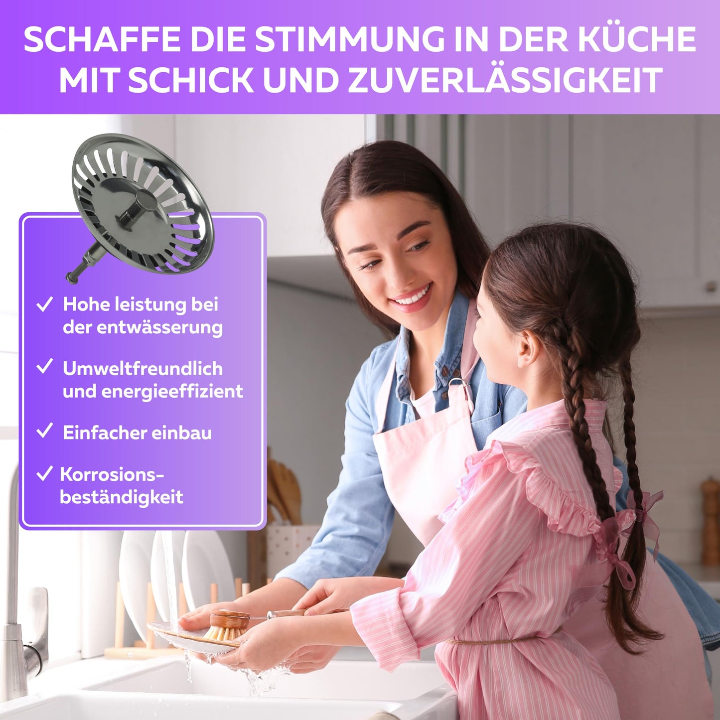 M. ROSENFELD HOME Universal Küchenspüle Stöpsel - 79mm Waschbeckenstöpsel Abflussstopfen - Sieb Stöpsel Abfluss Küche Spüle Abflussstopfen Küchenspüle