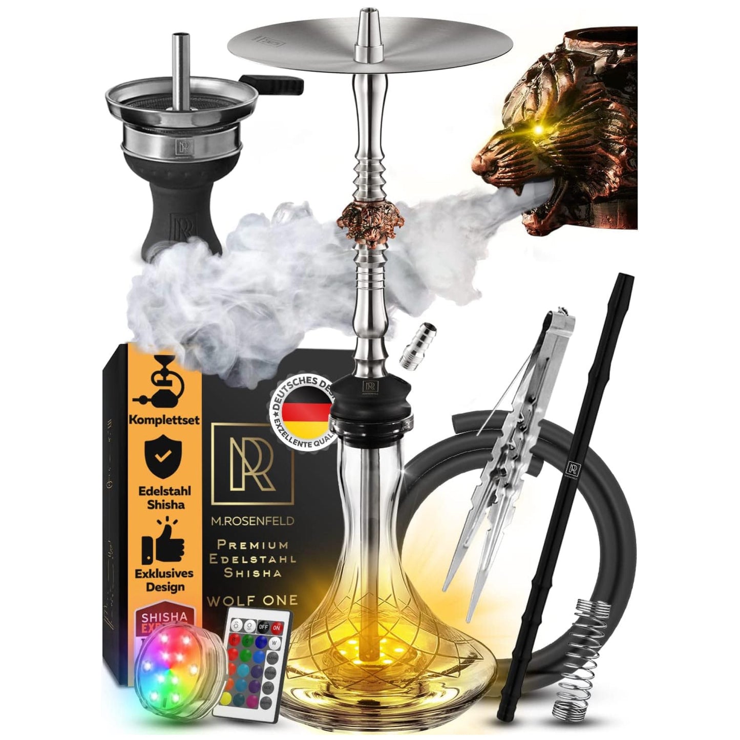 Shisha aus Stahl Set Wolf One Led