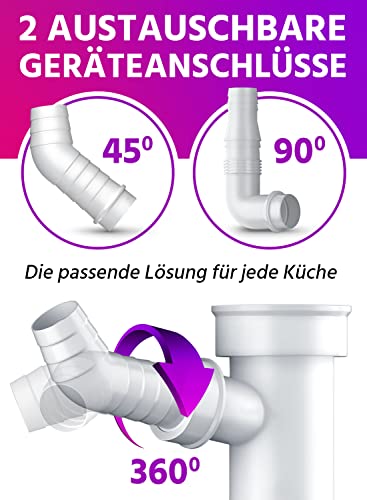 M.ROSENFELD-Flexibler-Siphon-Küchenspüle-Mit-Überlauf-Geräteschluss-Dicht-Ablaufgarnitur-Spüle-Für-Küchenspüle-Küche