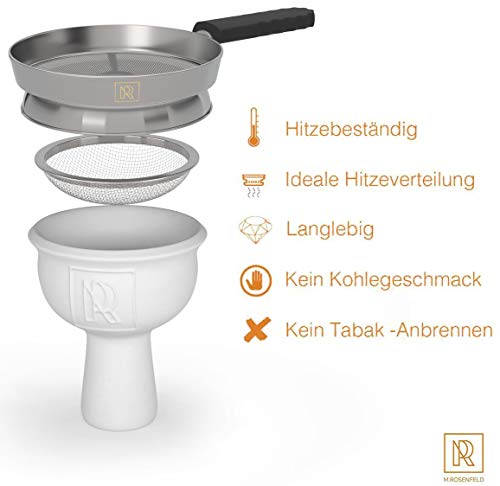 Shisha-Kopf-mit-Kaminaufsatz-weißer-Shisha-Tonkopf-mit-innovativem-Kopfaufsatz-Tabaksieb