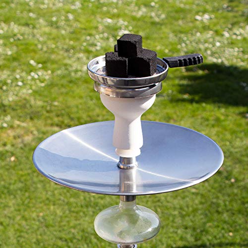 Shisha-Kopf-mit-Kaminaufsatz-weißer-Shisha-Tonkopf-mit-innovativem-Kopfaufsatz-Tabaksieb