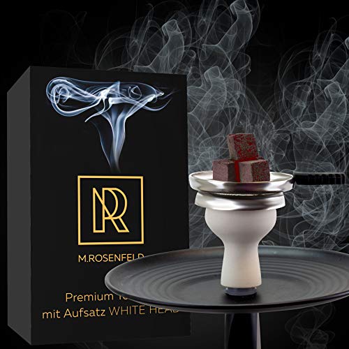 Shisha-Kopf-mit-Kaminaufsatz-weißer-Shisha-Tonkopf-mit-innovativem-Kopfaufsatz-Tabaksieb