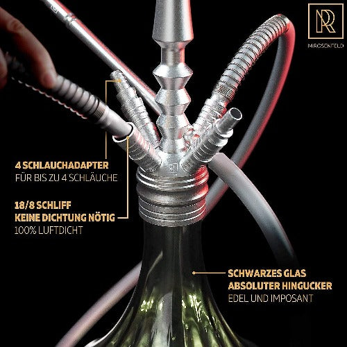 Premium-Shisha-Big-ONE-Massiv-und-Edel-M.ROSENFELD-Komplettset-111-cm-Hookah-mit-4-Anschlüssen-inkl.Adapter