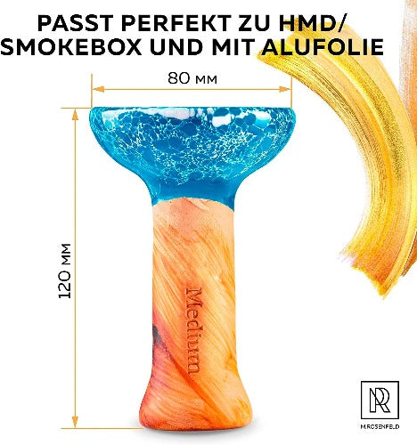 M.ROSENFELD Phunnel Head with Smokebox Set - Premium Shisha Head Phunnel M with Glaze for Ideal Shisha Tobacco & Shisha Stones Flavour - Shisha Accessories Clay Head HMD (Turquoise Blue)