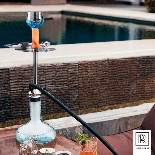 M.ROSENFELD Phunnel Head with Smokebox Set - Premium Shisha Head Phunnel M with Glaze for Ideal Shisha Tobacco & Shisha Stones Flavour - Shisha Accessories Clay Head HMD (Turquoise Blue)