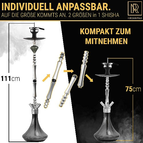 Premium-Shisha-Big-ONE-Massiv-und-Edel-M.ROSENFELD-Komplettset-111-cm-Hookah-mit-4-Anschlüssen-inkl.Adapter