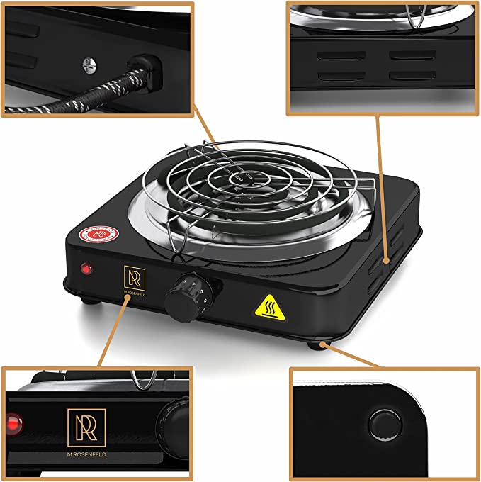 Premium-Shisha-Kohleanzünder-elektrischfür-Kohle-Heat-1000W-Anzünder-Schwarz-Gitter-Zange-aus-Edelstahl-Langes-140-cm-Kabel