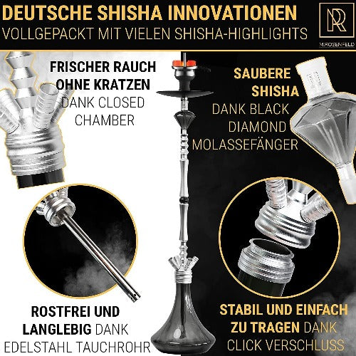 Premium-Shisha-Big-ONE-Massiv-und-Edel-M.ROSENFELD-Komplettset-111-cm-Hookah-mit-4-Anschlüssen-inkl.Adapter