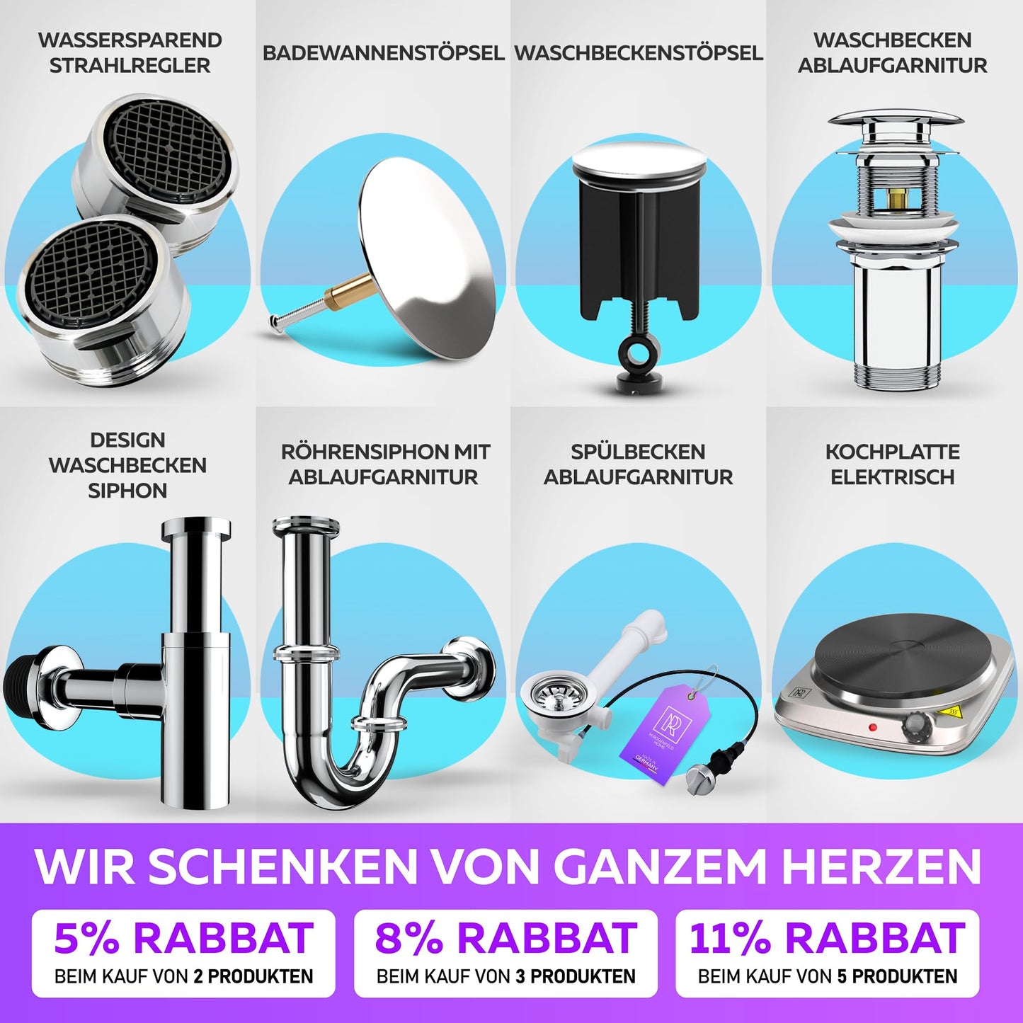 Drehbarer Wasserhahn Verlängerung 1080 Grad mit Wassersparend Perlatoren