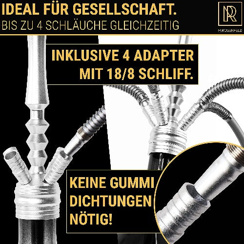 Premium-Shisha-Big-ONE-Massiv-und-Edel-M.ROSENFELD-Komplettset-111-cm-Hookah-mit-4-Anschlüssen-inkl.Adapter