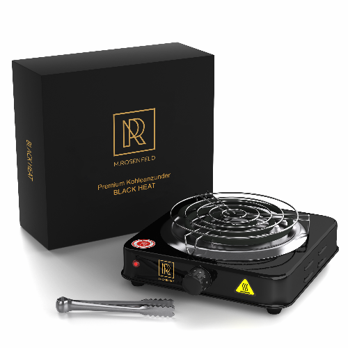 Premium-Shisha-Kohleanzünder-elektrischfür-Kohle-Heat-1000W-Anzünder-Schwarz-Gitter-Zange-aus-Edelstahl-Langes-140-cm-Kabel