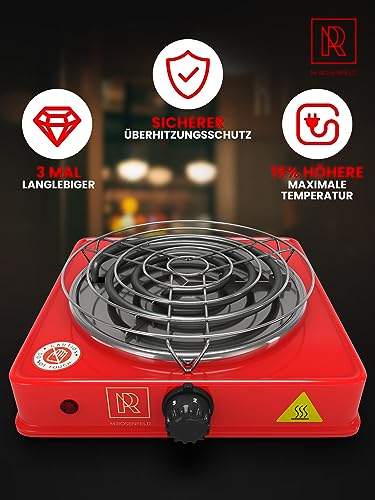 Elektrischer Shisha Kohleanzünder Black Heat 1000W + Edelstahl Kohle Gitter & Shisha Zange Kohlegrill Shisha 150cm Kabel