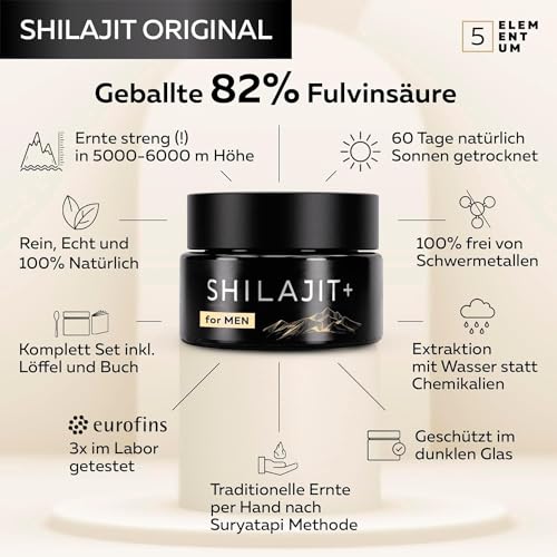 Shilajit Original Himalaya Für Männer – 82% Fulvinsäure 50g Premium Mumijo Shilajit Hochdosiert Aus Himalya Gebirge I Handernte Inkl. 500mg Dosierlöffel