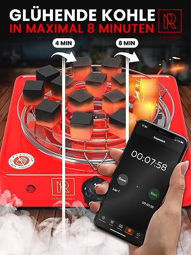 Elektrischer Shisha Kohleanzünder Black Heat 1000W + Edelstahl Kohle Gitter & Shisha Zange Kohlegrill Shisha 150cm Kabel