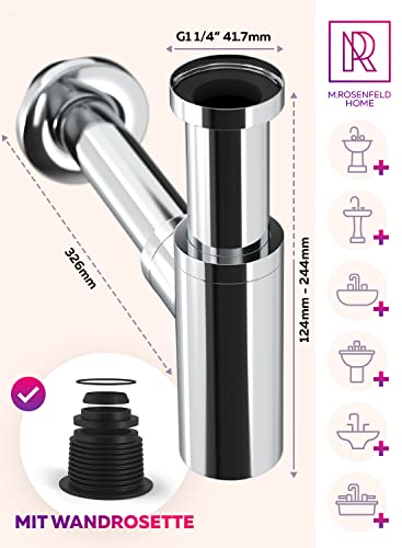 M.ROSENFELD-Siphon-Waschbecken-Ablaufgarnitur-Ventil-mit-Strahlregler-Wassersparer für Wasserhahn-Aufsatz-Geruchsverschluss