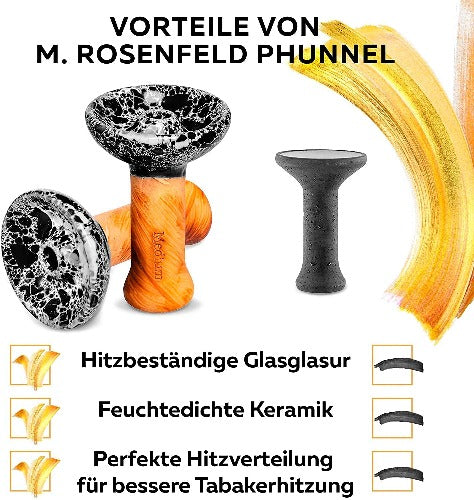 Tabakköpfe-Shisha-Kopf-Schwarz-M.ROSENFELD-Shisha-head-phunnel-for-true-connoisseurs-Shisha Head Phunnel Shisha Phunnel Head Shisha for Intensive Taste with Lots of Smoke - Shisha Accessories