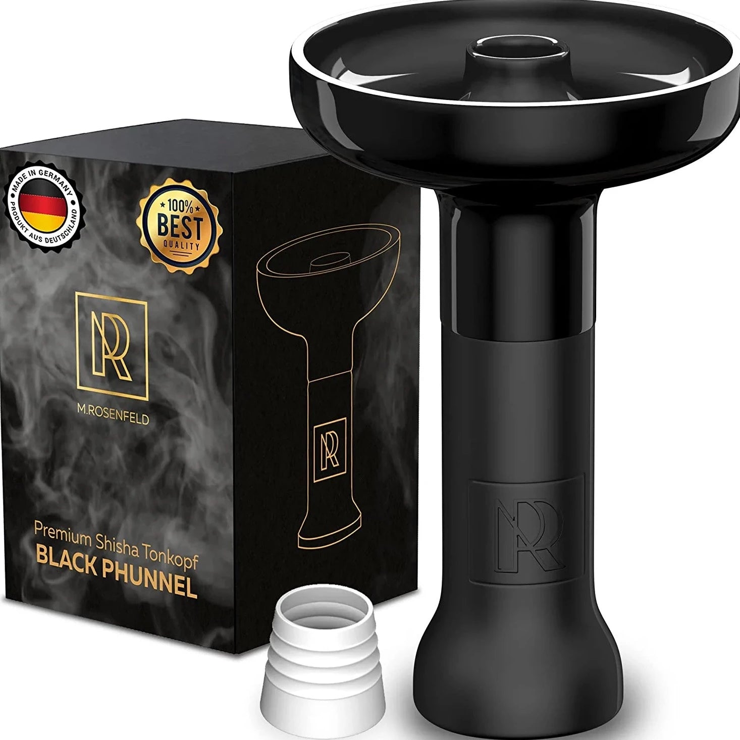 ROSENFELD Smokebox Shisha Kopf - Premium Phunnel Kopf Mit Smokebox (fasst 10g Shisha Tabak), Kaminaufsatz Shisha - Selbstdichtender phunnel kopf aufsatz