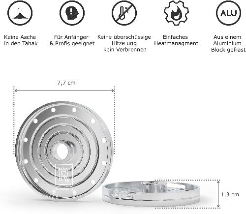 M.ROSENFELD-Shisha-Kaminaufsatz-ZERO-Für-Köpfe-Innovativer-Alufolie-Ersatz-für-bis-zu-4-Shishakohle-Würfel