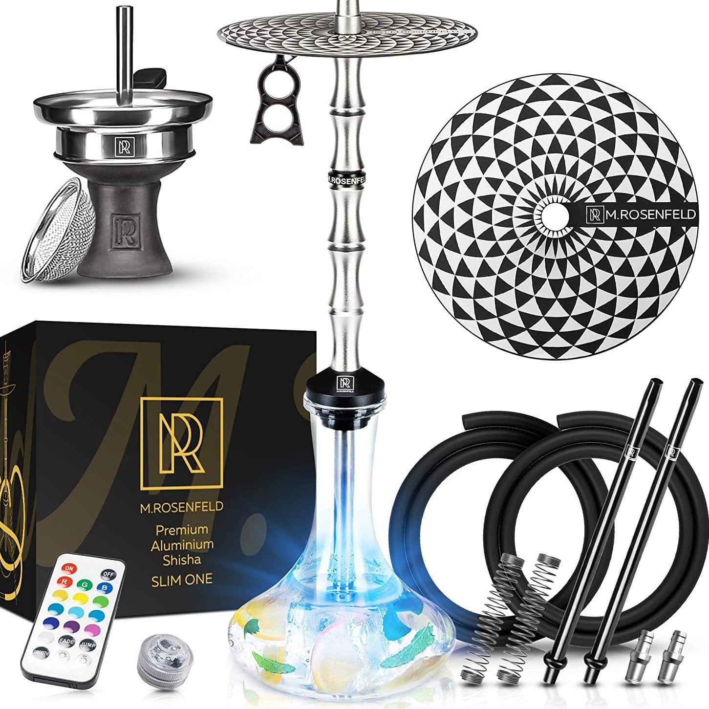 M. ROSENFELD Shisha LED Untersetzer | ∅18cm | Farbwechsel Mit Fernbedienung | Anti-Rutsch & Wasserdicht