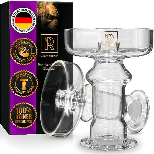 Universal-Glaskopf-Shisha-Gehärtetes-Glas-M.ROSENFELD-ehärteter-hochwertiger-Borosilikatglas-Phunnel-Kopf