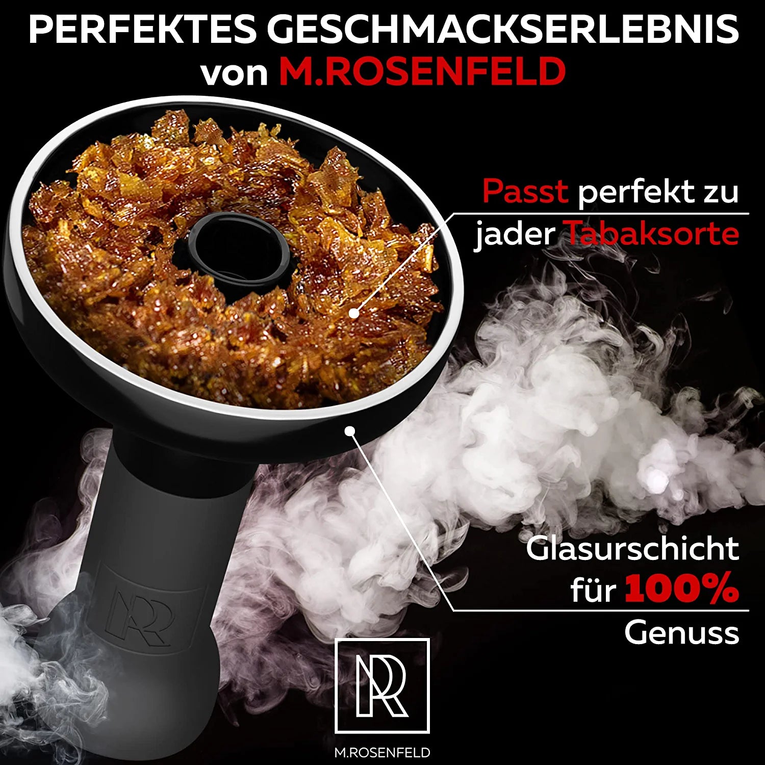 ROSENFELD Smokebox Shisha Kopf - Premium Phunnel Kopf Mit Smokebox (fasst 10g Shisha Tabak), Kaminaufsatz Shisha - Selbstdichtender