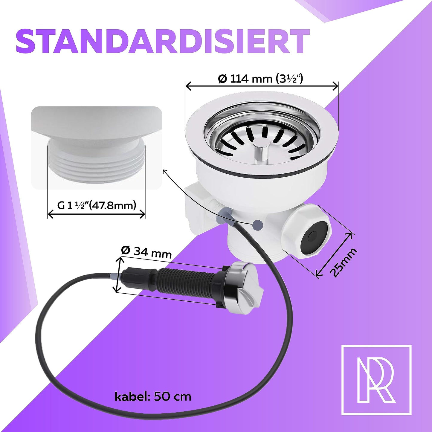 Küche Ablaufgarnitur Spüle Siebkorbventil 70mm